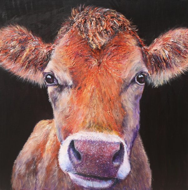 jersey cow, cow painting, original cow painting